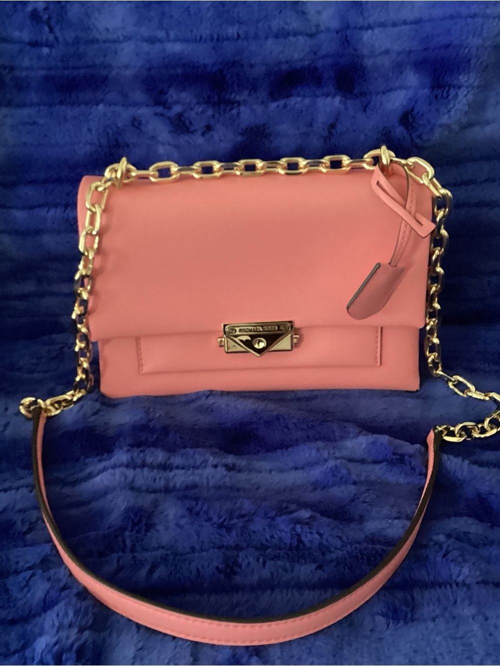 Michael Kors Coral Pink Chain Crossbody with Gold Hardware